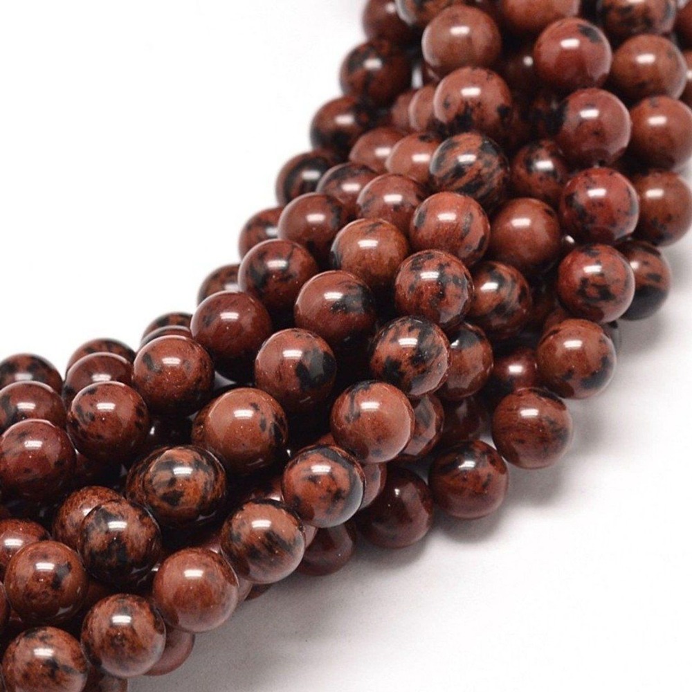 6MM Mahogany Obsidian Beads-ONE Gemstone Bead Strand-Jewelry Making Crafts NWT
